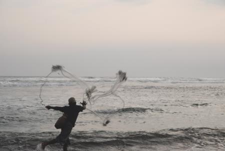 Man with a fishing net